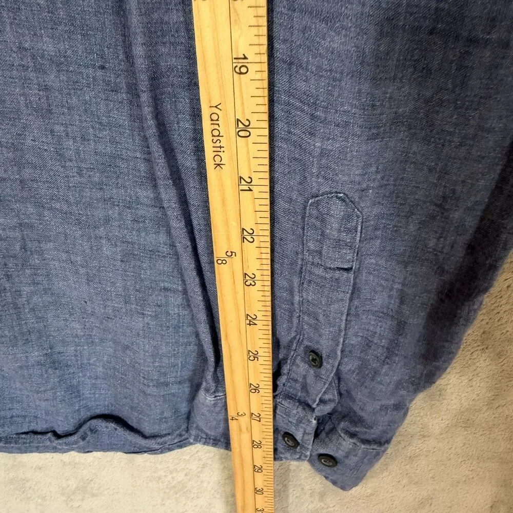 Banana Republic Shirt Mens XL Blue 100% Linen Camden Fit Long Sleeve Button